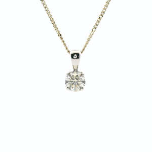 18ct White Gold Round Solitaire Diamond Pendant
