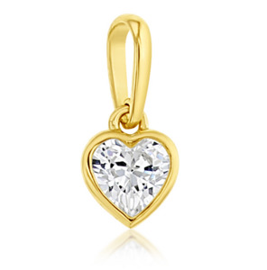 9ct Yellow Gold Fine Bezel Set CZ Heart Pendant