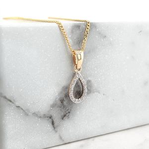 Diamond 9ct Yellow Gold Tear Drop Pendant