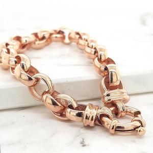 Gold Bracelets: 9ct Rose Gold Oval Plain Belcher Bracelet