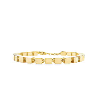 Gold Bracelets: 9ct Yellow Gold 5mm Shiny Block Bracelet