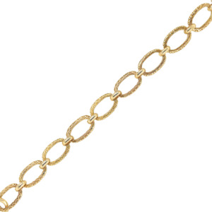 Gold Bracelets: 9ct Yellow Gold Textured Oval Link Hand Made Bracelet