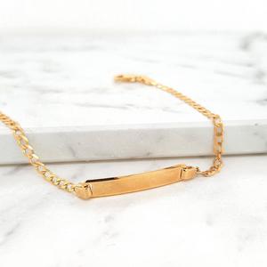 Gold Bracelets: 9ct Yellow Gold Square Curb ID Childs Bracelet