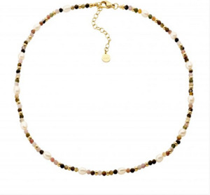 Ellani Stainless Steel Tourmaline & Freshwater Pearl Necklace
