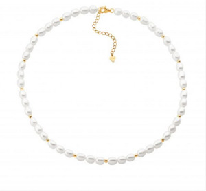 Pearl Necklaces: Ellani Gold Plated Bead & Freshwater Pearl Necklace