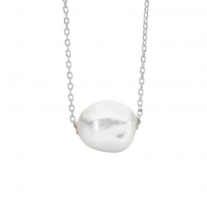 Ellani Sterling Silver 10-11mm Baroque Freshwater Pearl Necklace