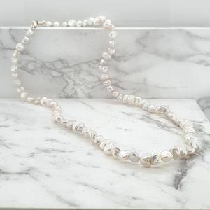 White Keshi Pearls with Sterling Silver Clasp Necklace