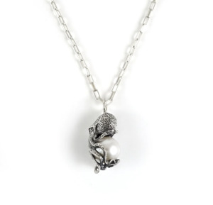 Pearl Necklaces: Nick Von K Octo White Pearl Pendant Sterling Silver Necklace