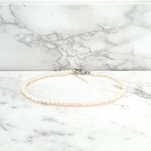 Pearl Bracelets: Fresh Water White Semi Round Pearls with Silver Clasp Bracelet