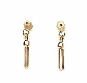 Estate 9ct Yellow Gold 3:1 Figaro Drop Stud Earrings