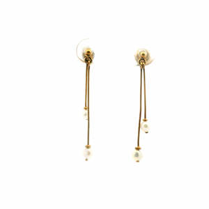 Estate Earrings: Estate 14ct Yellow Gold Drop Double Pearl Stud Earrings