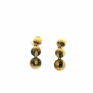 Estate Earrings: Estate 9ct Yellow Gold Triple Disc Drop Stud Earrings