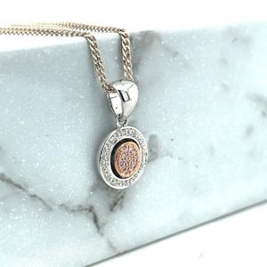 Pink Diamond Necklaces: Pink Diamond & White Diamond 9k Rose & White Gold Halo Cluster Pendant