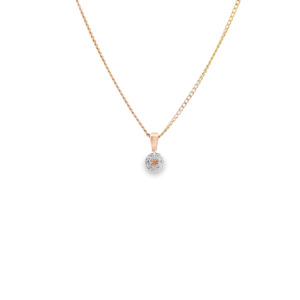 Pink Diamond Necklaces: Pink Diamond - 9ct Rose & White Gold 0.014ct Pink & 0.023ct Round Brilliant Diamond Cluster Pendant