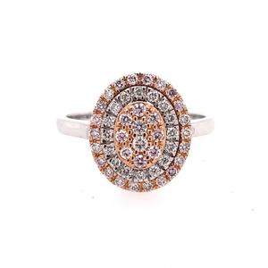 Pink Diamond Rings: Pink Diamond & White Gold 18k White & Rose Gold Double Halo Ring