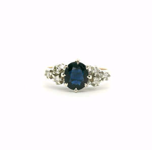 Estate 9ct Yellow Gold Sapphire & Diamond Ring
