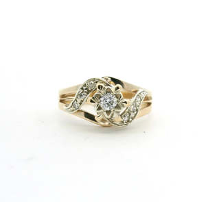 Estate 14ct Yellow Gold Diamond Star Set Ring