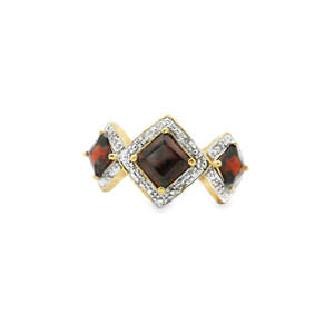 Estate Rings: Estate 9ct Yellow Gold Princess Ring Synthetic Ruby & Diamond Ring