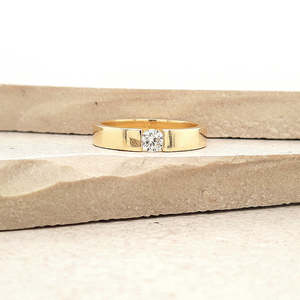 9ct Yellow Gold 0.25ct Round Brilliant Cut Diamond Flush Set Ring