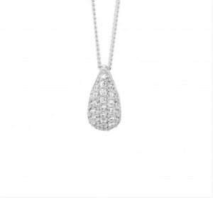 Ellani: Ellani Sterling Silver Pave 12mm Tear Drop Pendant