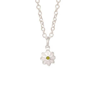 Childrens Necklaces: Children's Sterling Silver Enamel Daisy Pendant