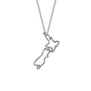 Evolve Sterling Silver NZ Map Pendant Necklace