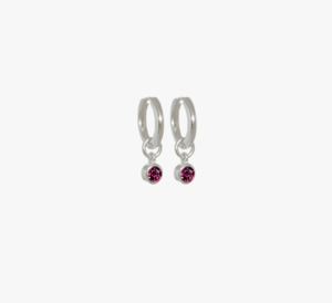 Evolve Sterling Silver July (Rhodolite) Huggie Earrings