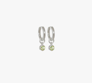 Evolve Sterling Silver August (Peridot) Huggie Earrings