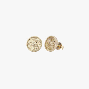 Evolve Gold Plated Tui Coin Stud Earrings