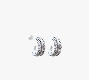 Evolve Earrings: Evolve Sterling Silver Forever Fern Hoop Earrings