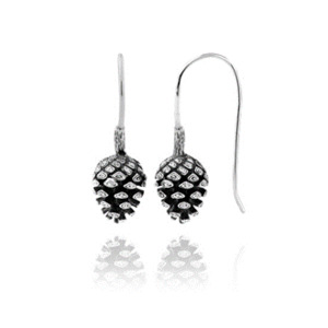Evolve Earrings: Evolve Sterling Silver Pinecone (Independence & Intuition) Hook Drop Earrings