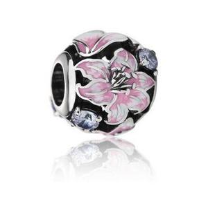 Flowers Plants: Evolve Lily (beauty) Silver and Enamel Bead Charm