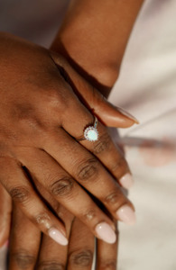 Georgini Sterling Silver White Created Opal Glow Rozelle Ring