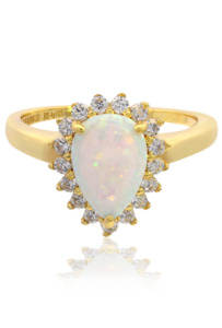 Georgini Gold Plated White Created Opal Glow Rozelle Ring