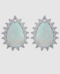 Georgini Sterling Silver Opal Glow Rozelle White Created Opal Earrings
