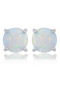 Georgini Sterling Silver Opal Glow White Created Opal Stud Earrings