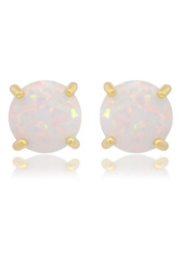 Georgini Gold Plated Opal Glow Blue Created Opal Circle Earrings