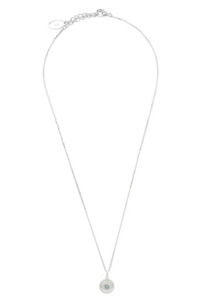 Georgini Sterling Silver Opal Glow Blue Created Opal Evil Eye Medallion Pendant