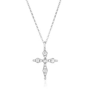 Georgini Necklaces: Georgini Sterling Silver Bless Mini Cross Pendant Necklace