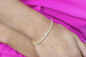 Georgini Gold Plated Sweetheart Tennis Bracelet with White Cubic Zirconias