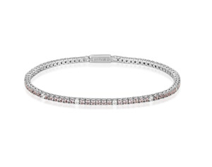 Georgini Bracelets: Georgini Milestone Created Morganite and White Cubic Zirconia 2mm Sterling Silver Tennis Bracelet