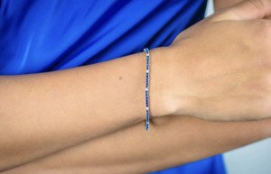 Georgini Bracelets: Georgini Milestone Created Sapphire Nano and White Cubic Zirconia 2mm Sterling Silver Tennis Bracelet