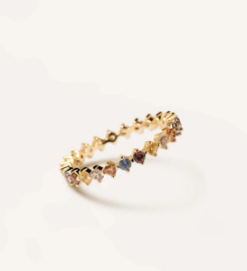 PD Paola 18ct Gold Plated Five Sage Ring Size 12/L-M