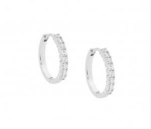 Ellani Rings: Ellani Sterling Silver CZ 15mm Hoop Earrings