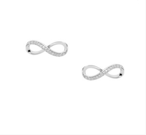 Ellani Rings: Ellani Sterling Silver CZ Infinity Stud Earrings