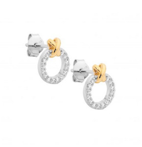 Ellani Gold Plated 9mm Circle 'X' Stud Earrings