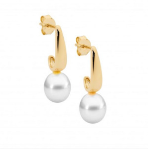 Ellani Rings: Ellani Gold Plated Freshwater Pearl Drop Stud Earrings
