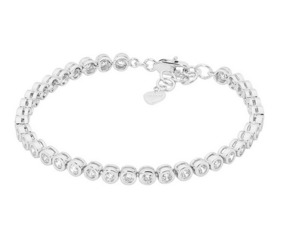 Ellani Silver CZ 3mm bezel set Tennis bracelet