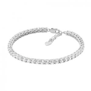 Ellani Bracelets: Ellani Sterling Silver 3.5mm White Cubic Zirconia Tennis Bracelet