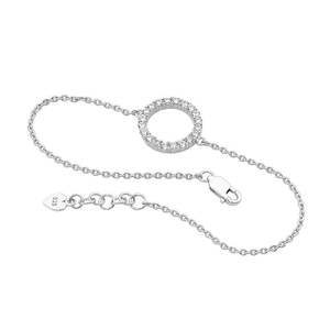 Ellani Bracelets: Ellani Sterling Silver 15mm Circle White Cubic Zirconia Bracelet
